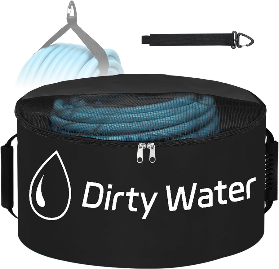 Nilight 1 Pack RV Sewer Hose Storage Bag, Waterproof Utility Bag with Visible Cover Dual Zipper Closure RV Storage & Organization for Sewer Fresh Water Hoses Electrical Cords Camper Tools Accessories