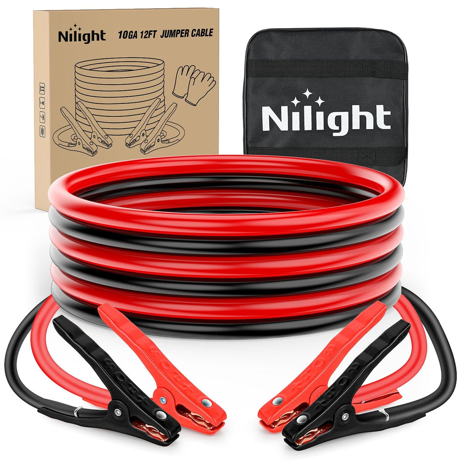 Nilight 10 Gauge 12 FT Heavy Duty Jumper Cable