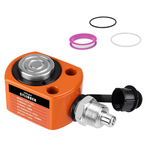 Nilight 10 Ton Hydraulic Cylinder Jack Porta Power Ram, Heavy Duty Low Profile 0.43 Inch Stroke Automatically Retract Mini Jack Ram Single Acting Lifting Cylinders for Machinery Shipbuilding, Orange