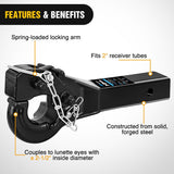 Nilight 10-TON Pintle Hitch for 2-Inch Receiver Hook Military Receiver 20000LBS,Fits 2-1/2 in Lunette Ring, Gloss Black Powder Coat, view 5