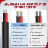 Nilight 100FT 14AWG Oxygen-Free Copper Wire Red Black Electrical Wire Stranded PVC Cord 2 Conductor Parallel 300V DC Flexible Extension Cords, view 6