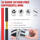 Nilight 100FT 16AWG Oxygen-Free Copper Wire Red Black Electrical Wire Stranded PVC Cord 2 Conductor Parallel 300V DC Flexible Extension Cords, view 2