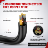 Nilight 100FT 20 Gauge 3 Conductor Electrical Wire Tinned Oxygen Free Copper Red Black Yellow 3 Wires Parallel 600V DC Flexible PVC Case Extension Cords for LED Strips Lamps Lighting, view 2