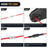 Nilight 100PCS Non Insulated Butt Connectors Kit AWG 24-8 Uninsulated Crimp Butt Connectors Pure Copper Tin Coated Crimp Terminals for Motorcycle Motorbike Car Truck Boats, view 2