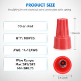 Nilight 100PCS Red Wire Connectors Kit 14-12 AWG Electric Wire Caps Insulating Insert Twist Electrical Wire Terminal with Spring for Connect Electrical Wiring Automotive Car Truck Boats Marine, view 2