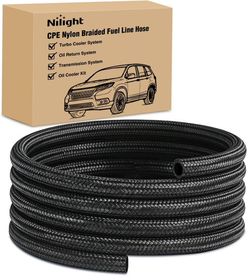 Nilight 10AN 10FT CPE Nylon Stainless Steel Braided Fuel Line Hose Only | High Pressure Oil Gas Diesel Tube for Transmission Oil Cooler Vacuum Lines