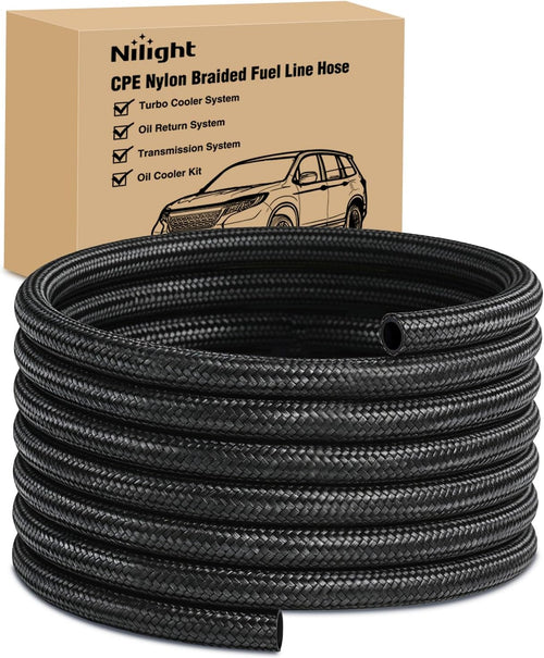 Nilight 10AN 20FT CPE Nylon Stainless Steel Braided Fuel Line Hose Only | High Pressure Oil Gas Diesel Tube for Transmission Oil Cooler Vacuum Lines