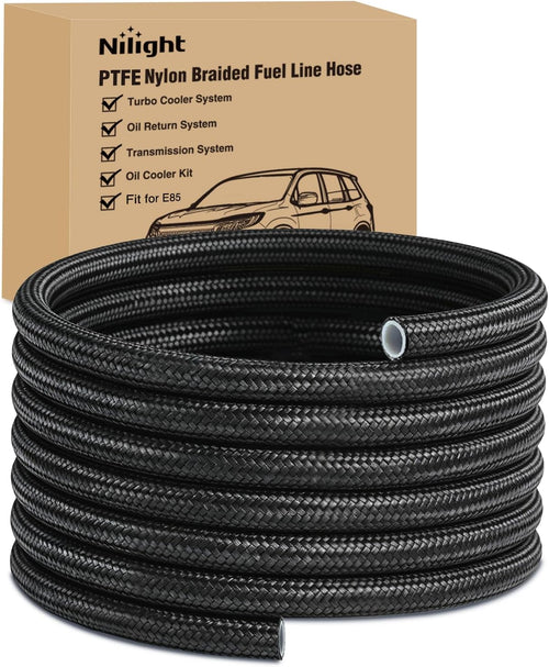 Nilight 10AN 20FT PTFE Stainless Steel Braided Fuel Line Hose Only | Compatible with E85 PTFE Teflon EFI Fuel Line Universal for LS Engines & Automotive Racing Applications