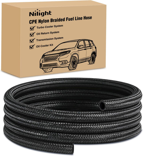 Nilight 10AN 5FT CPE Nylon Stainless Steel Braided Fuel Line Hose Only | High Pressure Oil Gas Diesel Tube for Transmission Oil Cooler Vacuum Lines