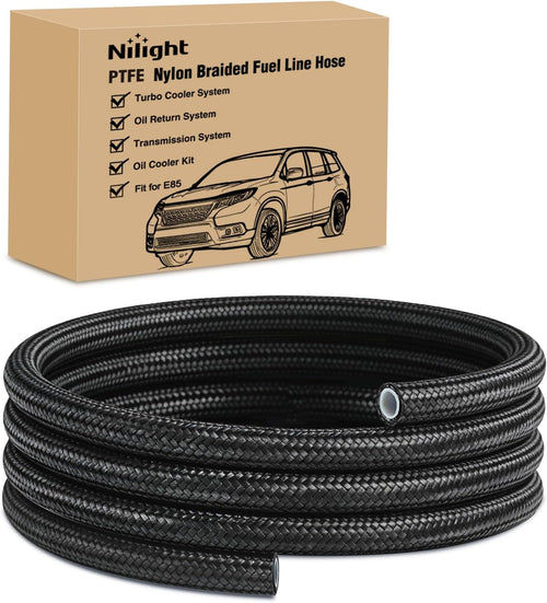 Nilight 10AN 5FT PTFE Stainless Steel Braided Fuel Line Hose Only | Compatible with E85 PTFE Teflon EFI Fuel Line Universal for LS Engines & Automotive Racing Applications