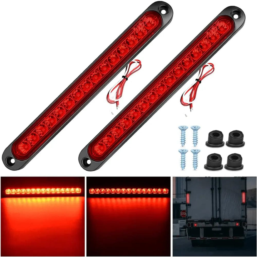 Nilight 10 Inch 15 LEDs Red Trailer Light Bar (Pair)