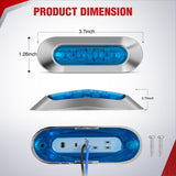 Nilight 10PCS Blue Oval Side Marker Lights 4 LED 3.7 Inch Clearance Lamp IP68 Waterproof DC 12-24V with Chrome Bezel Universal for Car Auto Truck Bus Trailer Boat Deck, view 2