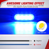 Nilight 10PCS Blue Oval Side Marker Lights 4 LED 3.7 Inch Clearance Lamp IP68 Waterproof DC 12-24V with Chrome Bezel Universal for Car Auto Truck Bus Trailer Boat Deck, view 3