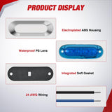 Nilight 10PCS Blue Oval Side Marker Lights 4 LED 3.7 Inch Clearance Lamp IP68 Waterproof DC 12-24V with Chrome Bezel Universal for Car Auto Truck Bus Trailer Boat Deck, view 4