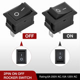 Nilight 10PCS Mini ON/Off Rocker Switch 2 Pin SPST 12V 20A 125V 10A Toggle Switch Kit with 20PCS Wires KCD1 T125 for Car Truck Boat Marine Off-Road RV Household Appliance, view 2
