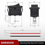 Nilight 10PCS Mini ON/Off Rocker Switch 2 Pin SPST 12V 20A 125V 10A Toggle Switch Kit with 20PCS Wires KCD1 T125 for Car Truck Boat Marine Off-Road RV Household Appliance, view 3