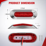 Nilight 10PCS Red Oval Side Marker Lights 4 LED 3.7 Inch Clearance Lamp IP68 Waterproof DC 12-24V with Chrome Bezel Universal for Car Auto Truck Bus Trailer Boat Deck, view 2
