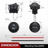 Nilight 10PCS Round Rocker Switches w/Wiring Harness SPST 6A/250V 10A/125VAC 12V Small Toggle Switch 2 Pin ON Off for Car Automotive RV Trucks Boats Off-Road Vehicle, view 6