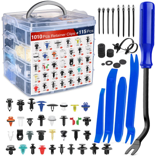 Nilight 1125Pcs Car Push Retainer Clips Auto Fasteners Kit Included 34 Most Popular Sizes Nylon Bumper Fender Rivets with 5 Fasteners Remover 10 Cable Ties for Toyota GM Ford Honda Chevy
