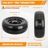 Nilight 11x4.00-5 Solid Lawn Mower Tires, 11 Inch Flat-Free Polyurethane Tire with 3/4 Inch Axle Bore & 3.4 Inch Hub Length, Airless Replacement Wheels for Lawn Mowers, 2 Pack, view 3