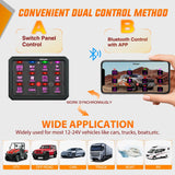 Nilight 12 Gang Switch Panel Circuit Control Relay System APP RGB Backlight Fuse Wiring Harness Toggle Momentary Strobe Flash Modes Automatic Dimmable 12V 24V for Car Truck Camper SUV, view 3