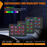 Nilight 12 Gang Switch Panel Circuit Control Relay System RGB Backlight Fuse Wiring Harness Toggle Momentary Strobe Flash Modes Automatic Dimmable 12V 24V for Car Truck Camper SUV, view 4