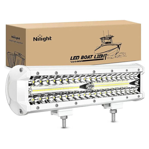 Nilight 12 Inch 300W Spot Flood Combo White Case Led Light Bar (25% OFF Final Checkout)