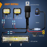Nilight 12 Inch 300W Triple Row Light Bar 4Inch 60W Pods with Wiring Harness Kit-3 Lead, view 4