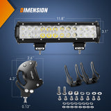 Nilight 12 Inch 72W 5000LM Double Row Spot Flood LED Light Bars with Amber/Black Covers (Pair), view 3