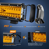 Nilight 12Inch Amber 300W Triple Row Led Light Bar with 16AWG 5Pin Rocker Switch Wiring Harness Kit 1 Lead, view 6