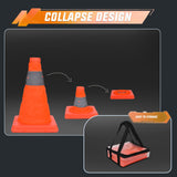Nilight 12 Inch Collapsible Traffic Safety Cones 2 Pack - Bright Orange Parking Cones with Reflective Collars for Roadside Emergency, Parking, Driving Practice, view 4