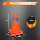 Nilight 12 Inch Collapsible Traffic Safety Cones 4 Pack - Bright Orange Parking Cones with Reflective Collars for Roadside Emergency, Parking, Driving Practice, view 2