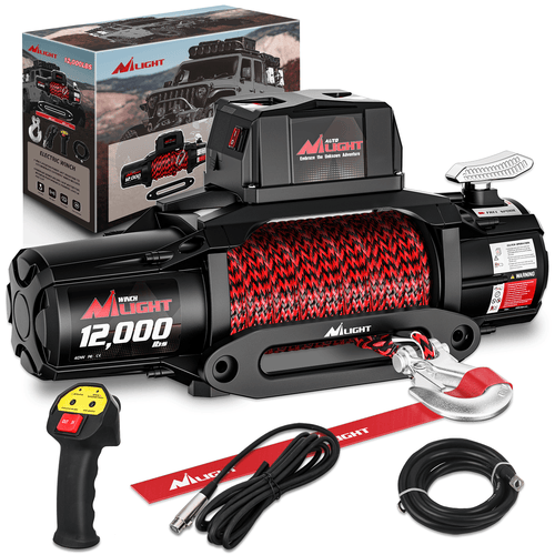 Nilight 12000 lb ATV/UTV Electric Winch Kit With Synthetic Rope 3-IN-1 Smart Remote