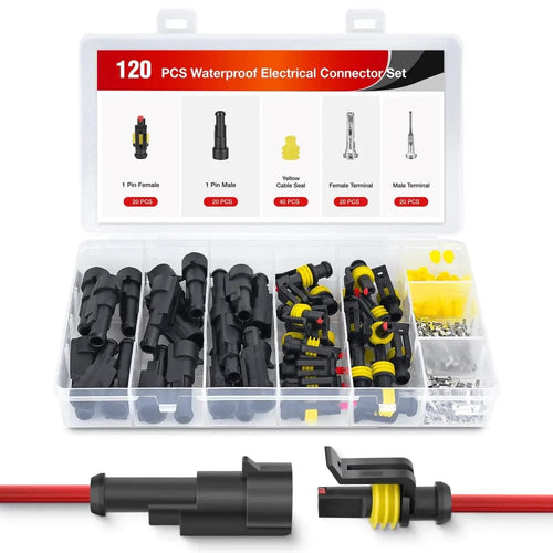 Nilight 120PCS 1 Pin Electrical Connector ‎Plug Male Female Terminal Wire Connector