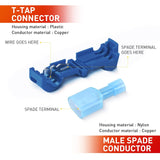 Nilight 120PCS/60 Pairs Quick Splice Disconnect Wire Terminals T-Tap Spade Wire Connectors Bule 16-14 AWG Male Female Self-Stripping Kit, view 5