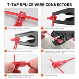 Nilight 120PCS/60 Pairs Quick Splice Disconnect Wire Terminals T-Tap Spade Wire Connectors Red 22-16 AWG Male Female Self-Stripping Kit, view 2