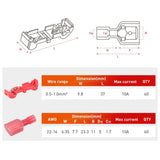 Nilight 120PCS/60 Pairs Quick Splice Disconnect Wire Terminals T-Tap Spade Wire Connectors Red 22-16 AWG Male Female Self-Stripping Kit, view 3