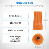 Nilight 120PCS Orange Wire Connectors Kit 18-16 AWG Electric Wire Caps Insulating Insert Twist Electrical Wire Terminal with Spring for Connect Electrical Wiring Automotive Car Truck Boats Marine, view 2