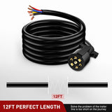 Nilight 12Feet 7way Heavy Duty 7 Pin Plug Inline Trailer Cord, view 3