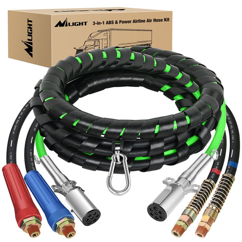 Nilight 12FT 3-in-1 ABS Electrical Cord Cable & Rubber Air Power Line Hose Kit
