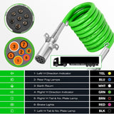 Nilight 12FT 7 Way Coiled ABS Cord Heavey Duty Zinc Die Cast Plug Green Electrical Power Breakaway Cable 7 Pin Flexible Trailer Wire for Semi Truck Tractor transmitting Signals, view 3