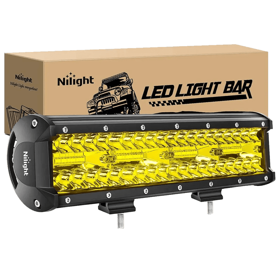 Nilight 12 Inch 240W 30000LM Amber Triple Row Spot/Flood Led Light Bar