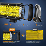 Nilight 12 Inch 240W 30000LM Amber Triple Row Spot/Flood Led Light Bar, view 4