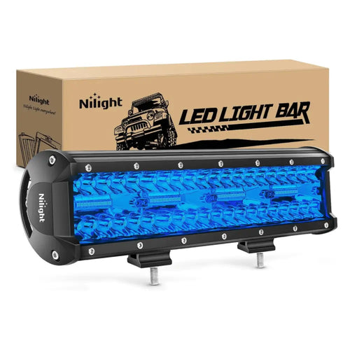 Nilight 12 Inch 240W 30000LM Blue Triple Row Spot/Flood Led Light Bar