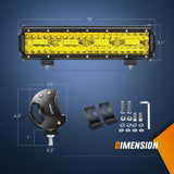 Nilight 12 Inch 240W Triple Row Spot/Flood Amber LED Light Bar Kit | 16AWG Wire 3Pin Switch, view 2