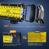 Nilight 12 Inch 240W Triple Row Spot/Flood Amber LED Light Bar Kit | 16AWG Wire 3Pin Switch, view 4