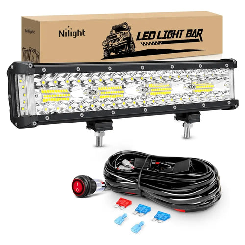 Nilight 12 Inch 270W Side Shooter Triple Row Spot/Flood LED Light Bars