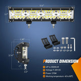 Nilight 12 Inch 270W Side Shooter Triple Row Spot/Flood LED Light Bars, view 5