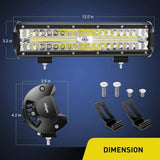 Nilight 12 Inch 300W 30000LM Triple Row Flood/Spot LED Light Bar Kit | 12FT Wire, view 2