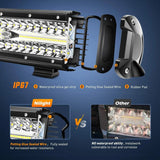 Nilight 12 Inch 300W 30000LM Triple Row Spot/Flood Led Light Bar Kit | 16AWG Wire 3Pin Switch, view 4
